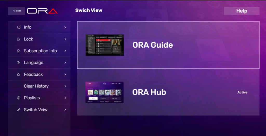 Ora Player settings panel